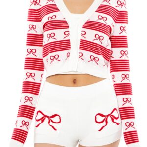 Striped Bow Cardigan Sweater