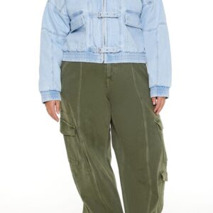 Plus Size Faux Shearling Denim Jacket