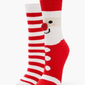 Santa Pom Pom Crew Socks Set - 2 pack
