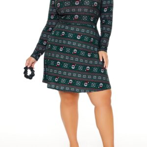 Plus Size Fair Isle Mini Dress & Scrunchie Set