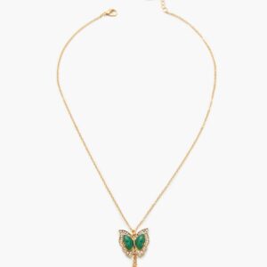 Faux Stone Butterfly Necklace