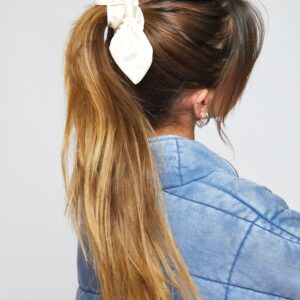 Ruched Satin Bow Hair Scrunchie