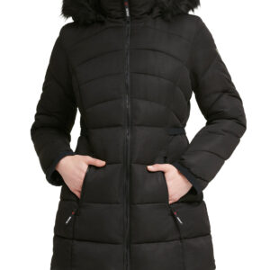 Faux Fur Trim Puffer Jacket 1 Black