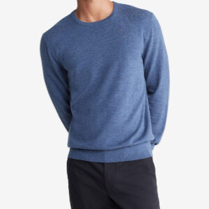 Long Sleeve Solid Extrafine Merino Crew 14Gg Blue