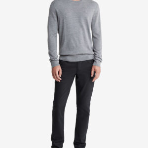 Long Sleeve Solid Extrafine Merino Crew 14Gg Gray