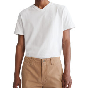 Short Sleeves Smooth Solid V-Neck Tee