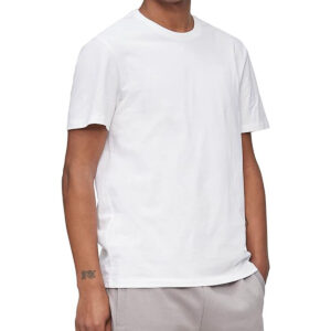Short Sleeves Smooth Cotton Solid Crewneck Tee